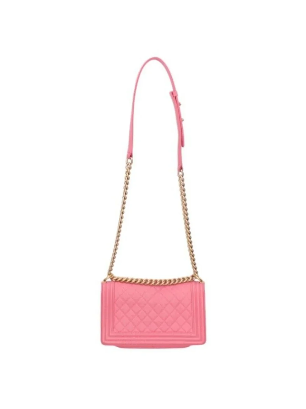 Chanel Boy 25 Lambskin Chain Shoulder Bag Pink